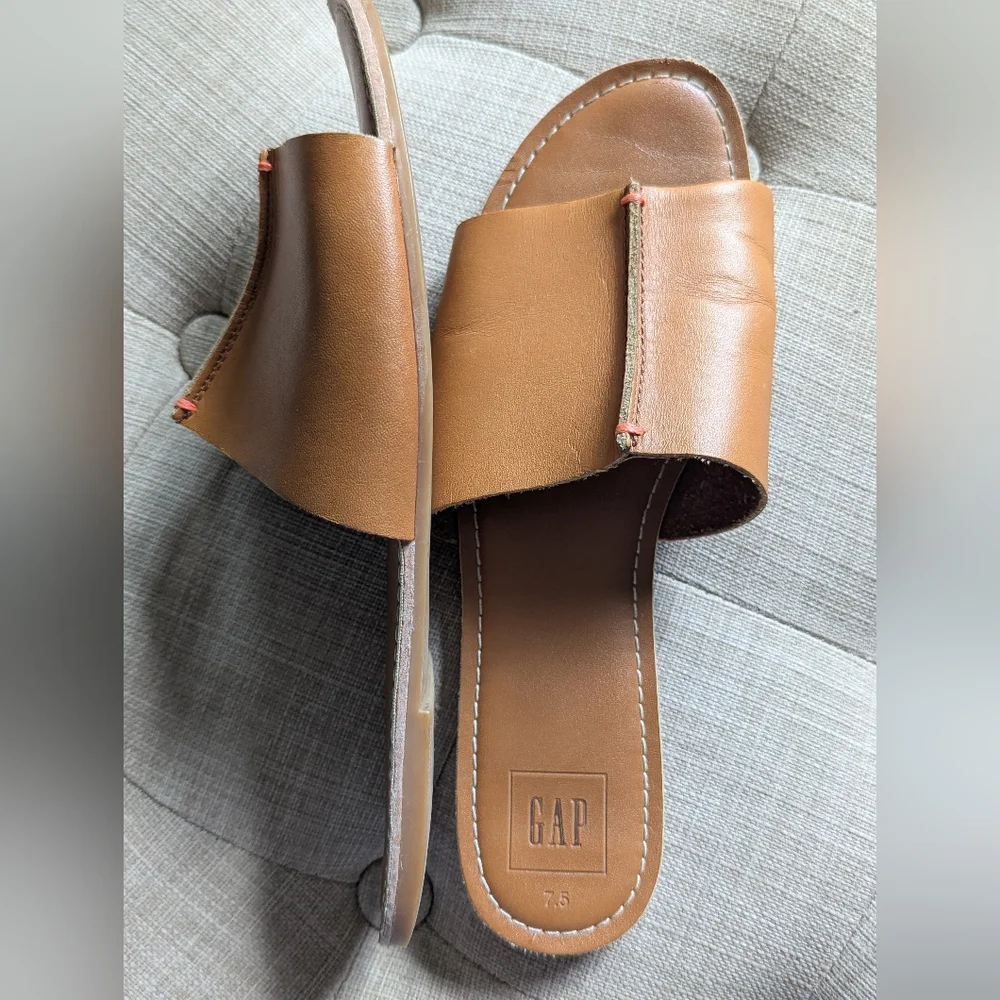 Gap Leather Slides/Sandals In Cognac - Size 7.5 - Picture 6 of 6